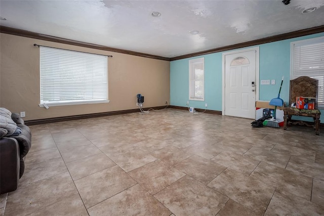 living room featuring ornamental molding