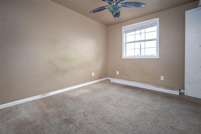 carpeted empty room with ceiling fan