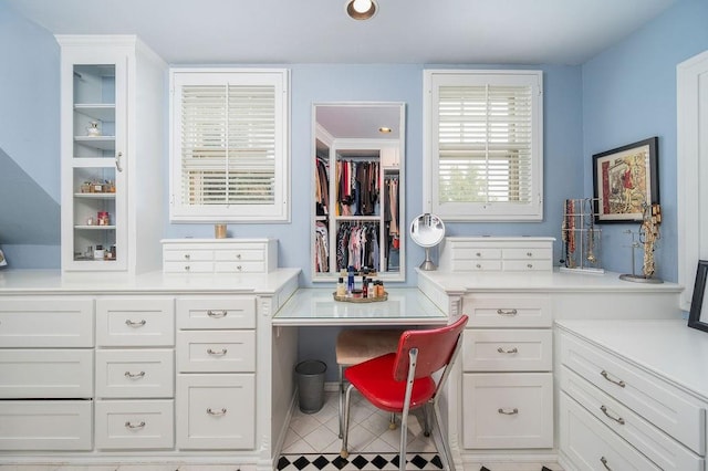 view of tiled home office