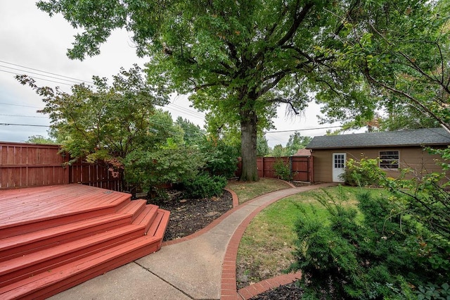 view of yard with a deck