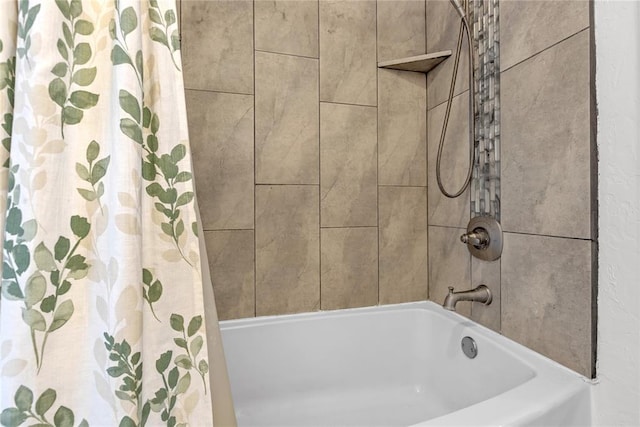 bathroom featuring shower / tub combo with curtain