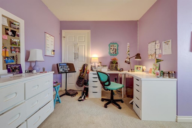 office area with light colored carpet