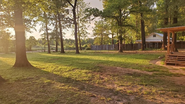 view of yard featuring a wooden deck