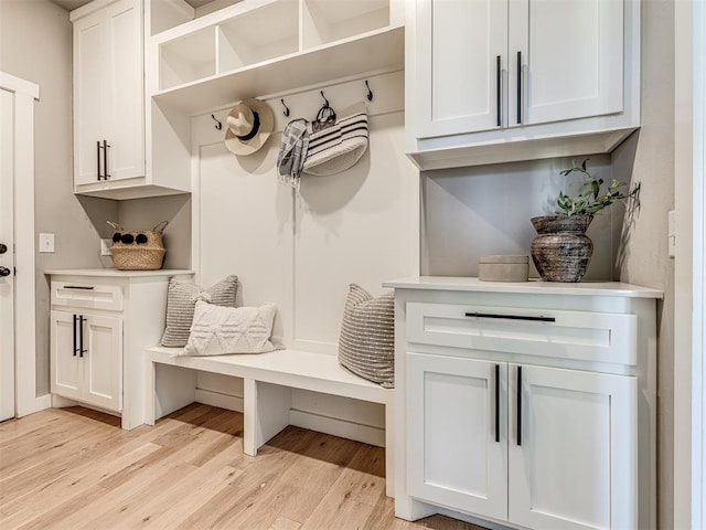 mudroom with light wood-type flooring