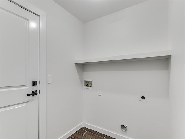 laundry room with washer hookup, dark hardwood / wood-style floors, and hookup for an electric dryer