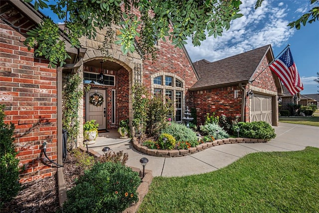 property entrance with a garage