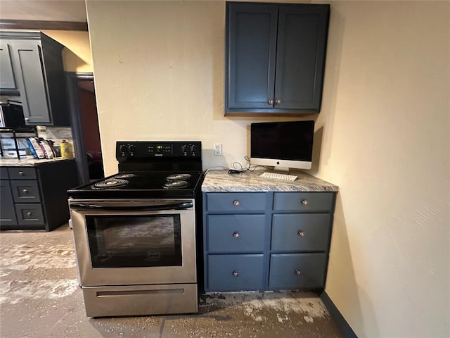 kitchen with stainless steel electric stove