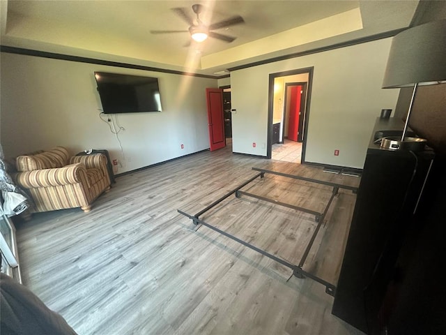 16355 Cobblestone Cir, Choctaw, OK 73020 - living room with a ceiling fan and wood finished floors