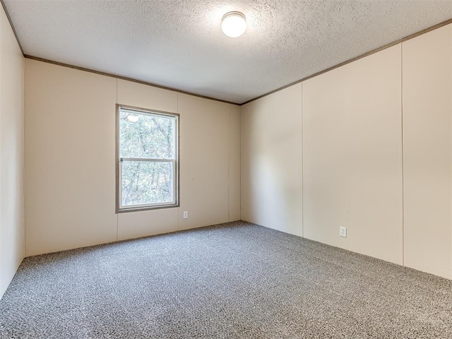 carpeted spare room featuring a textured ceiling