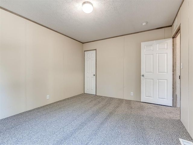 empty room featuring carpet flooring and a textured ceiling