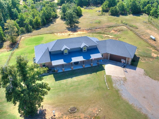 aerial view featuring a rural view