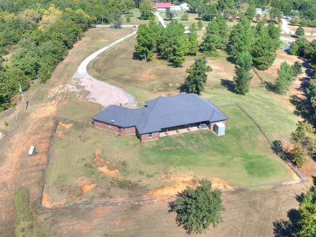 bird's eye view with a rural view