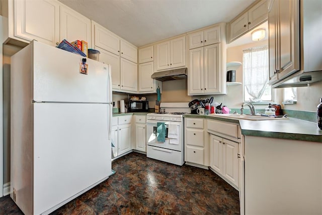 kitchen featuring sink and white appliances