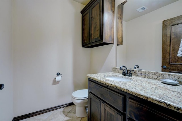 bathroom featuring tile patterned flooring, vanity, and toilet