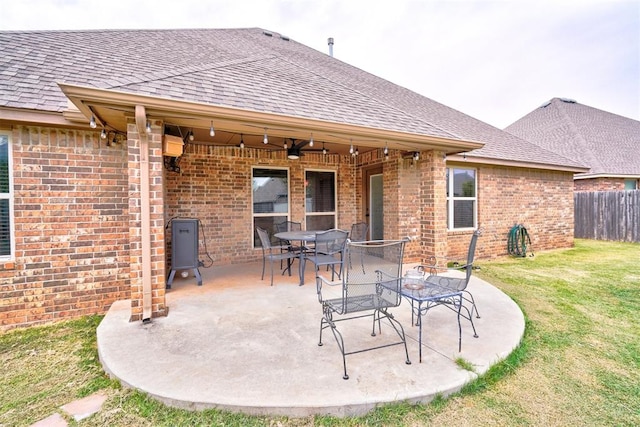 view of patio / terrace featuring ceiling fan