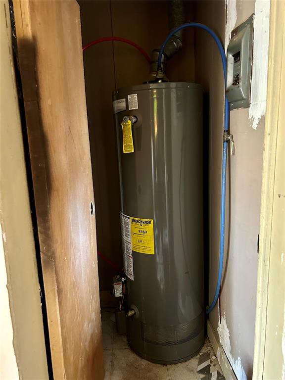 utility room featuring water heater