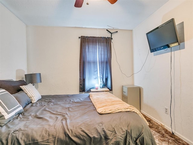 bedroom with carpet and ceiling fan