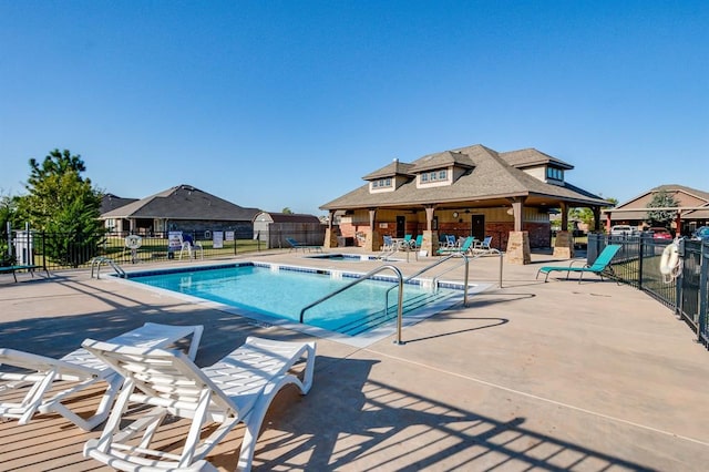 view of pool featuring a patio