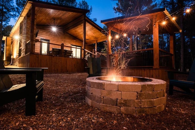 exterior space featuring a fire pit