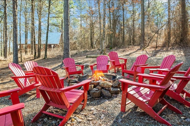 view of patio featuring a fire pit