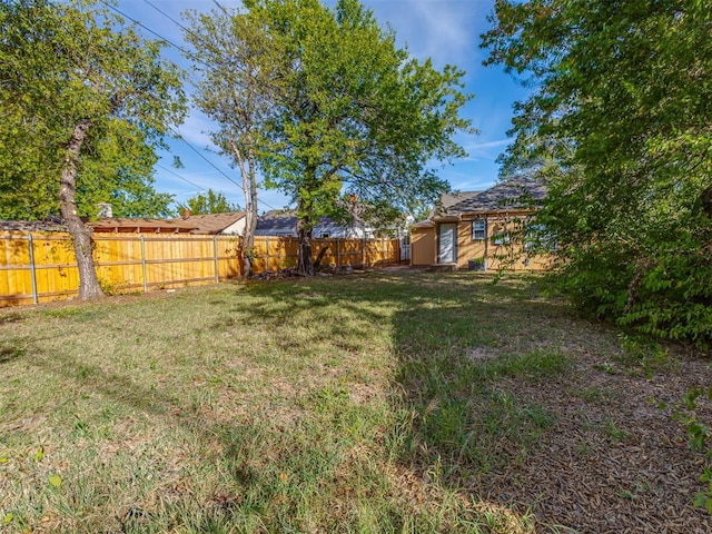 view of yard featuring a shed