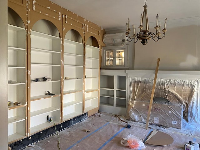 interior space with an inviting chandelier