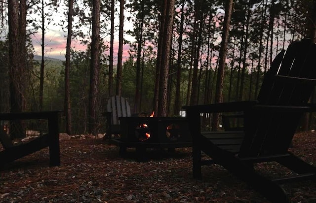 view of yard at dusk