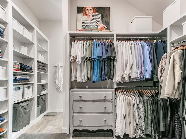 spacious closet with light wood-type flooring