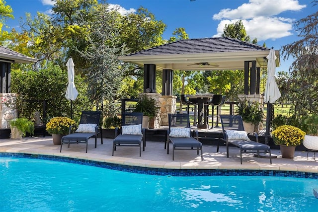 view of pool featuring a gazebo