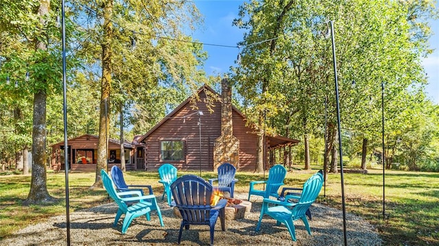 view of patio / terrace featuring a fire pit