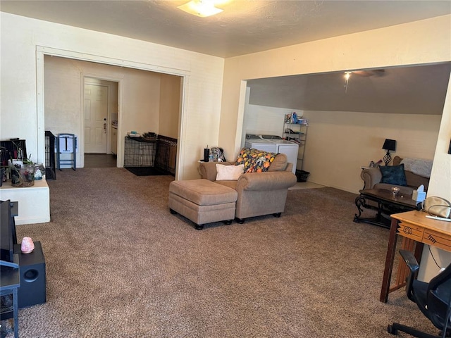 living room with carpet floors