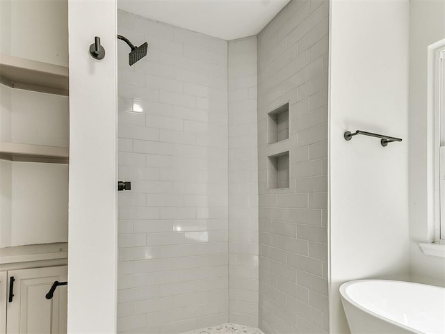 bathroom featuring separate shower and tub