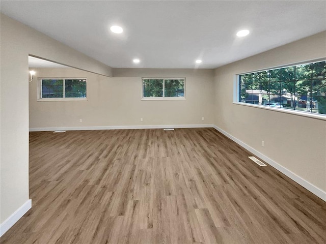 empty room featuring light hardwood / wood-style floors and a wealth of natural light