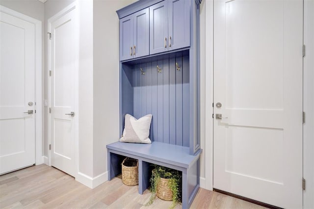 mudroom featuring light hardwood / wood-style flooring