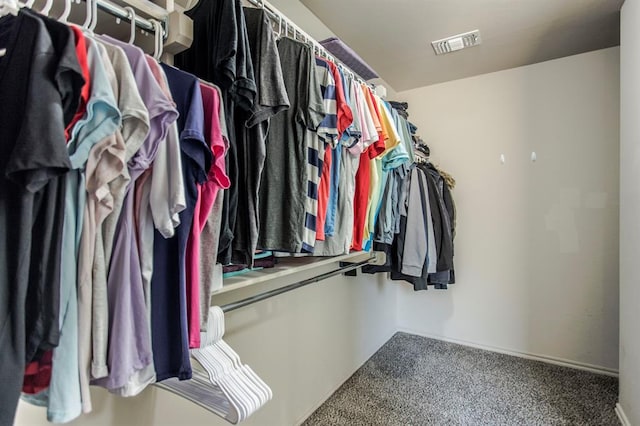 spacious closet with carpet floors