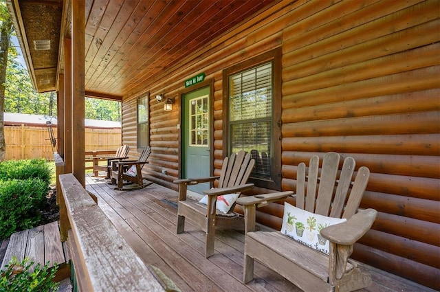 wooden deck with covered porch