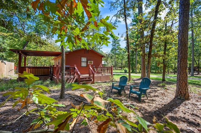 view of yard featuring a deck