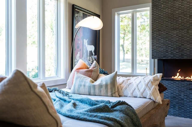 bedroom with a fireplace