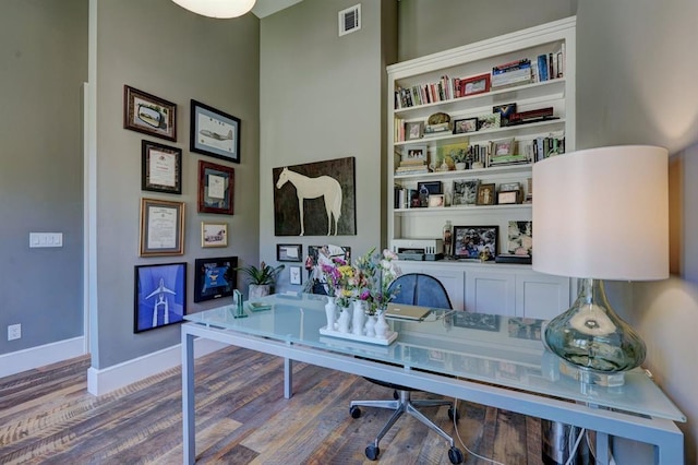 office area featuring hardwood / wood-style floors