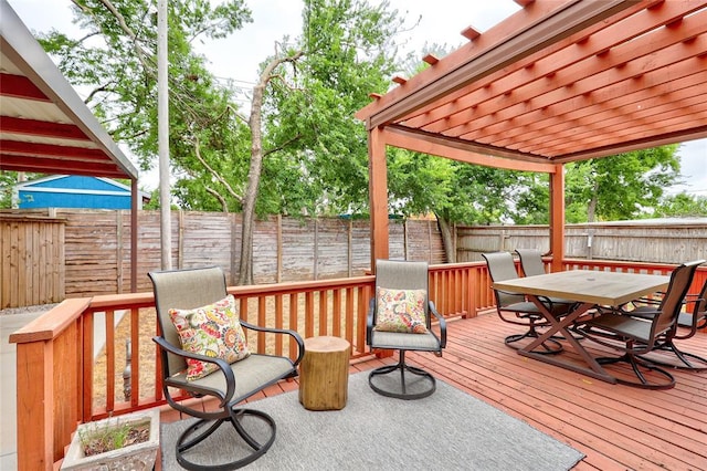 wooden terrace featuring a pergola