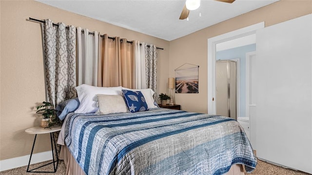 bedroom with carpet and ceiling fan