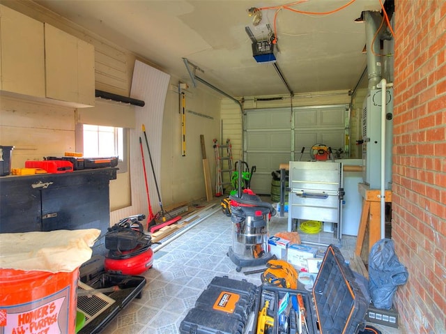 garage with a garage door opener