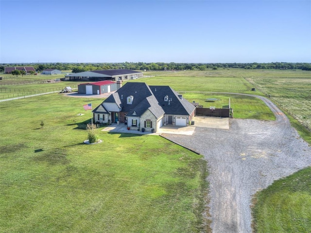 aerial view featuring a rural view