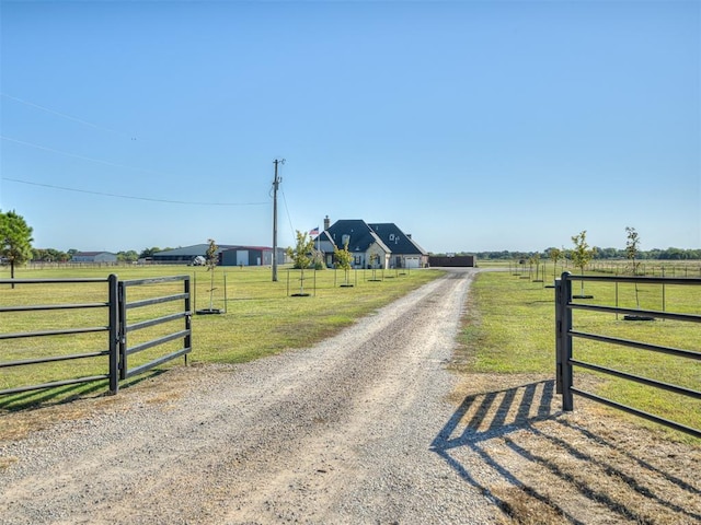 view of road with a rural view