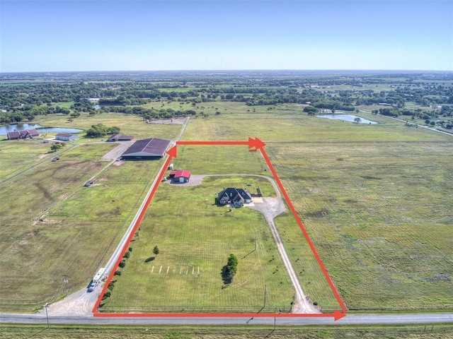 bird's eye view featuring a rural view