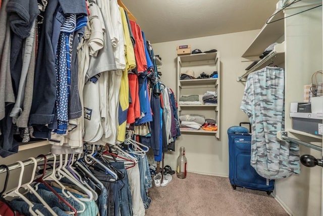 spacious closet with carpet floors