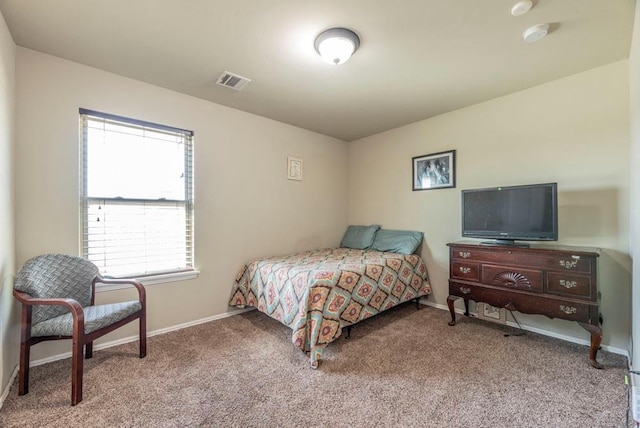 carpeted bedroom featuring multiple windows