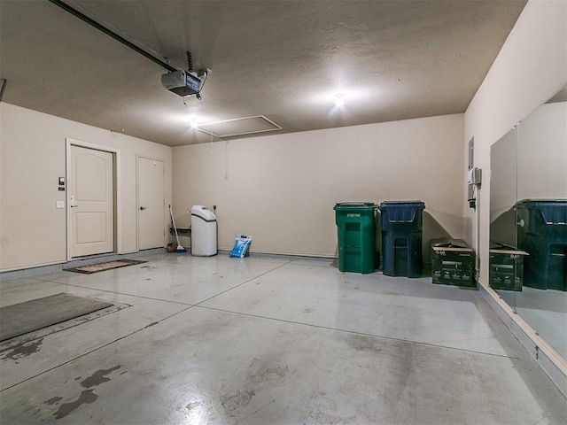 garage with a garage door opener