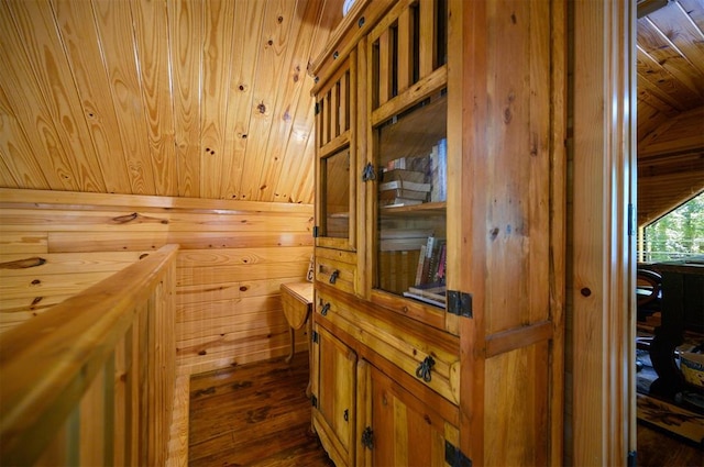 view of sauna with hardwood / wood-style flooring