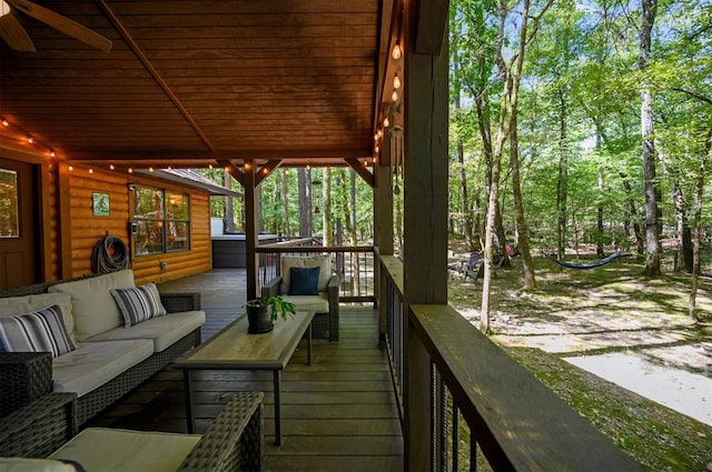 deck with an outdoor living space